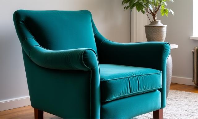 Silk velvet sofa after specialty cleaning